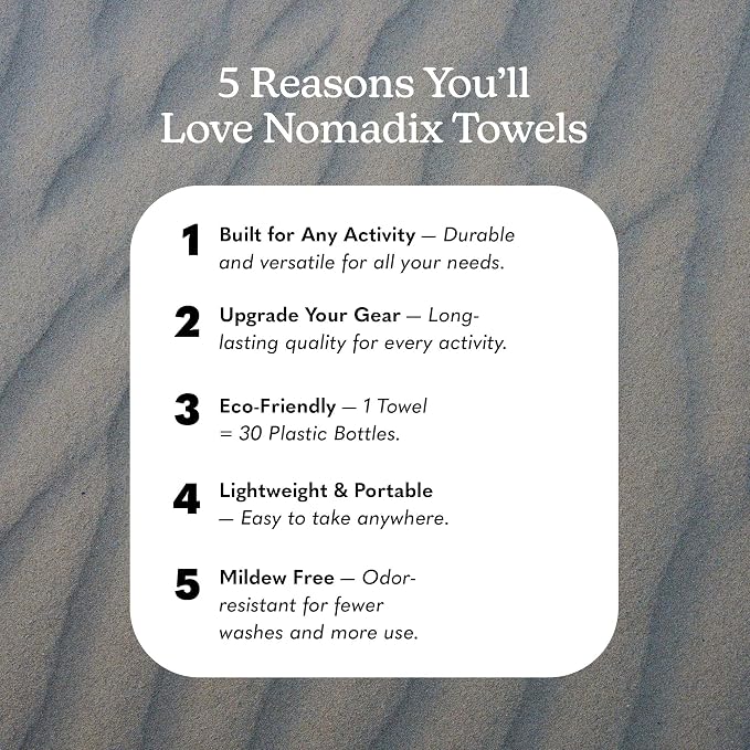 Nomadix Original Towel - Perfect for Beach, Pool, Travel, Camping, Yoga - Made with Recycled Materials - Super Absorbent - Sand Resistant - Summit Green - 72.5x30