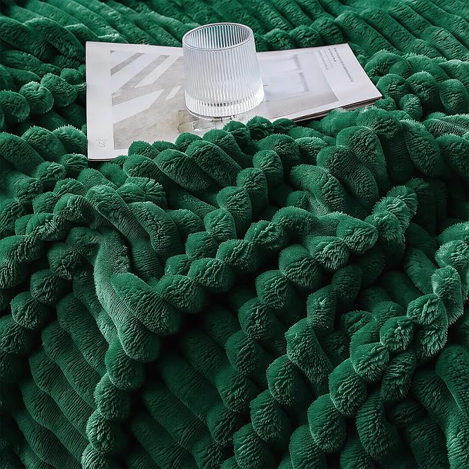 Christmas Green Throw Blanket for Couch Sofa 50"x60" Striped Design | Fleece Blankets Room Home Decor Lightweight Plush Soft Cozy Gifts for Women Mom