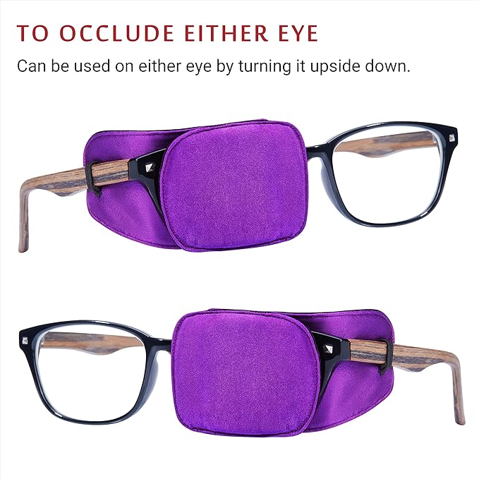 Astropic Silk Eye Patch for Adults Kids Glasses to Cover Either Eye (Medium, Violet)