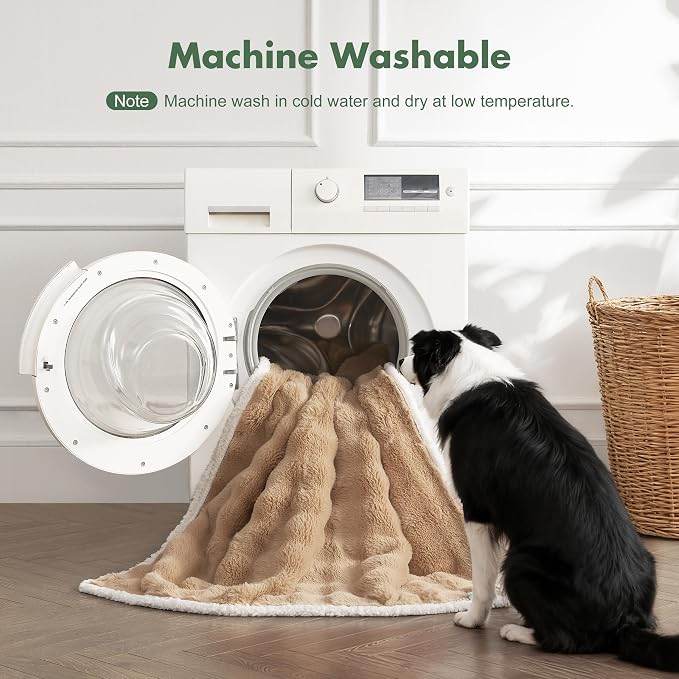 Soft Cozy Waterproof Dog Blanket for Couch - Room Decor Medium Pet Blanket for Furniture Protector, Washable Dog Crate Blankets for Indoors & Outdoors, Khaki, 30"x40"