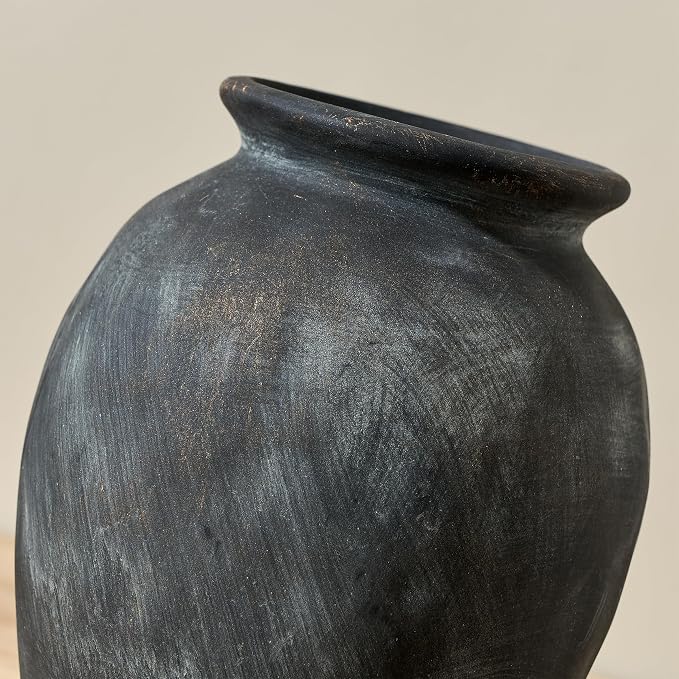 5.94" Ceramic Vase for Home Decor, Decorative Terracotta Farmhouse Rustic Vases for Living Room Kitchen Bedroom Bathroom Entryway Mantel Table, Pottery Vases for Grass Pampas Dried Fresh Flowers