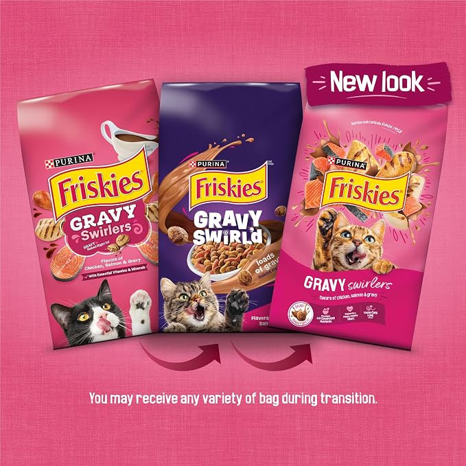 Purina Friskies Gravy Swirlers with Flavors of Chicken, Salmon and Gravy Dry Cat Food - 22 lb. Bag