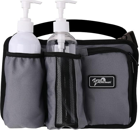 Massage Bottle Bag Massage Therapist Holster Massage Lotion Holster Massage Oil Holster (3 Bottle, Grey)