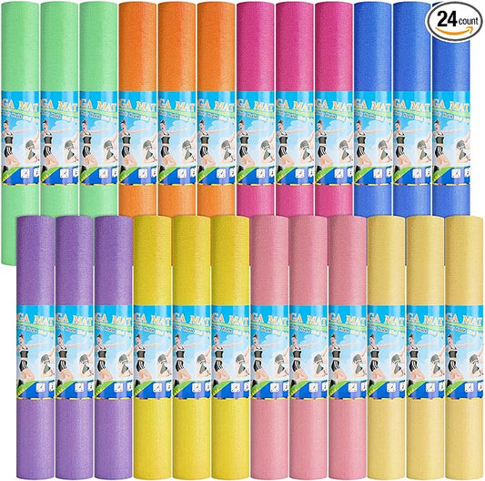 3 mm Thin Yoga Mats Bulk, Lightweight PVC Exercise Mats Non Slip Workout Fitness Pads for Yoga Pilates Stretching Classes Gym Home Studio, Easy to Clean