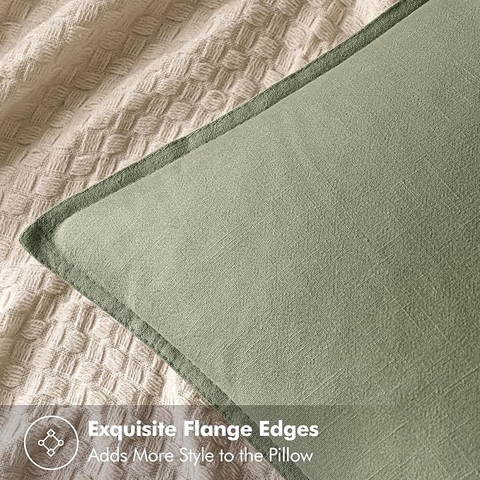 MIULEE Decorative Linen Pillow Covers 20x20 Inch Sage Green | Boho Farmhouse Neutral Couch Throw Pillows for Bed, Pack of 2 Accent Modern Pillowcases, Sofa Livingroom Home Decor
