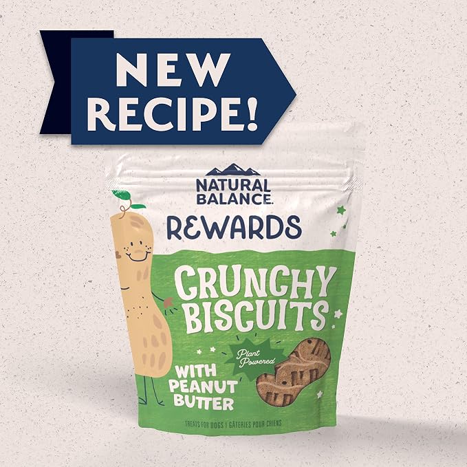 Natural Balance Rewards, Crunchy Biscuits, Peanut Butter, 14 oz | Grain-Free Dog Treats for Adult Dogs, Limited-Ingredient Recipe, Made with Real Ingredients, Great for Training