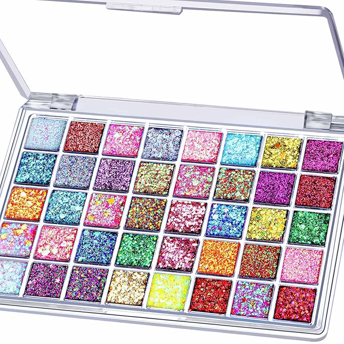 FANDAMEI 40 Colors Face Glitter, Face Paint Glitter Gel - Face Glitter for Women Girls Kids, No Glue Needed, Multi-Purpose Glitter Makeup for Hair Face Body Halloween Rave Carnival