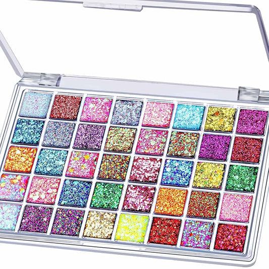 FANDAMEI 40 Colors Face Glitter, Face Paint Glitter Gel - Face Glitter for Women Girls Kids, No Glue Needed, Multi-Purpose Glitter Makeup for Hair Face Body Halloween Rave Carnival