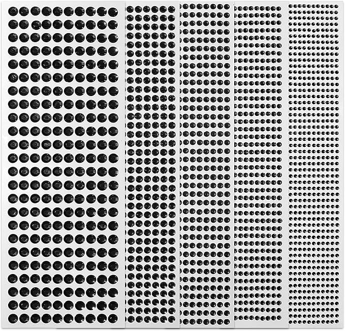 3555pcs Self Adhesive Face Gems for Makeup, Festival Jewels, Hair Gems, Rhinestone Stickers for Face, Eye, Makeup, Nail, Body, Crafts 5sheets (black-3/4/5/6/8mm)