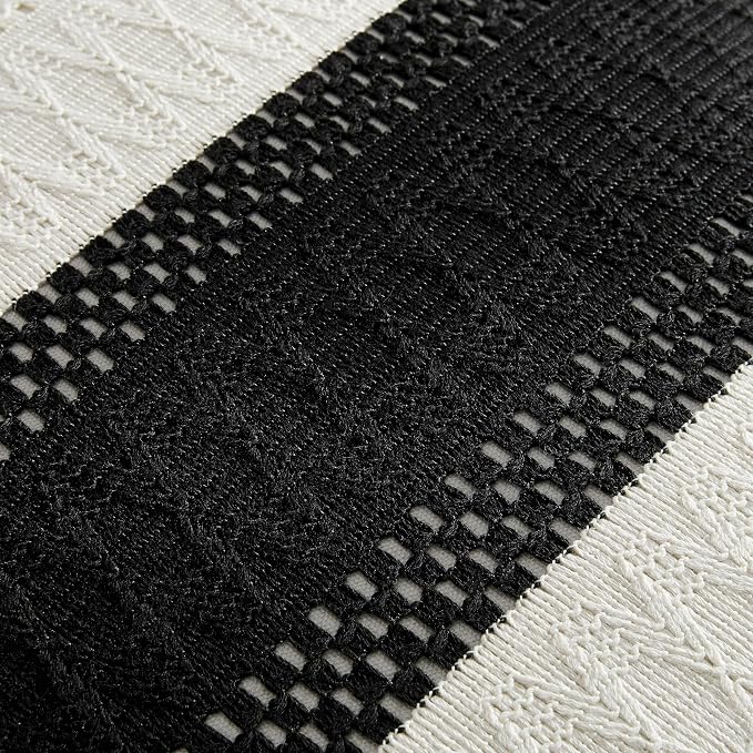 2 Pack Boho Throw Pillow Covers, Contrast Black 22x22in | Soft Breathable Cotton, Farmhouse Decorative Couch Pillow Cases, Cushion Covers for Sofa Bed Living Room Home Decor