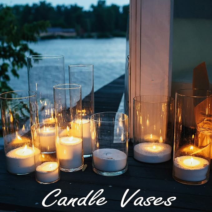 CYS Excel Clear Glass Cylinder Vase (H:28" D:4") | Multiple Size Choices Glass Flower Vase Centerpieces | Hurricane Floating Candle Holder Vase