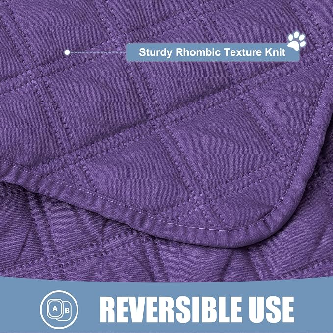 Smiry Waterproof Reversible Pet Couch Covers for Dogs | Pet Friendly, Soft Fabric, Washable Sofa Furniture Protector for Dogs Cat Kids, Checkered (52"x82", Purple/Purple)