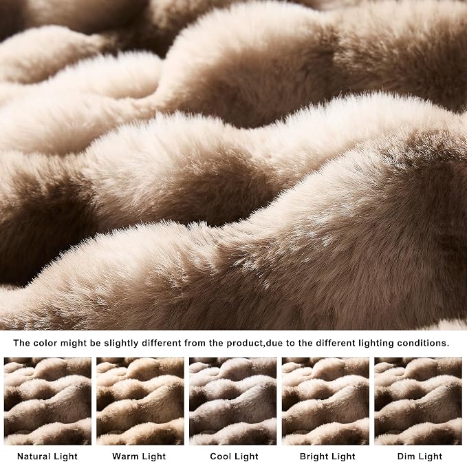 WDCOZY Luxury Bubble Throw Blanket, Faux Fur Mink Plush Throw for Couch, Sofa and Bed, Soft Fluffy Fuzzy Furry Cozy Blanket, Thick and Warm, 60x80 inches, Tie-Dye Grey, 950 GSM