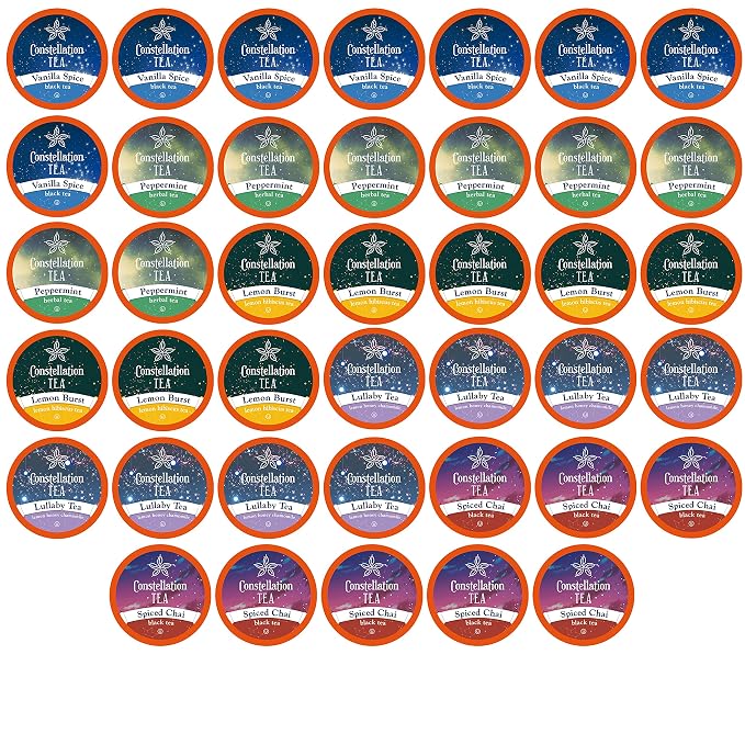 Constellation Tea Assorted Variety Pack Sampler Tea Pods Compatible with K Cup Brewers Including 2.0, 40 Count