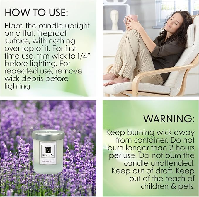 Nabila K – Heart de Provence - Soy-Based Candle – French Lavender - Hand-Poured - Cotton Wick - Aromatherapy Candle w/Essential Oils - Made in USA - 3 oz