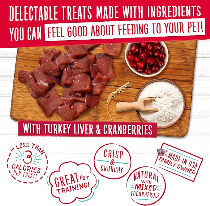 Charlee Bear Original Dog Training Treats, Turkey Liver & Cranberry, 16 oz | Pocket-sized Training Treats, Crunchy Dog Treats, Limited Ingredient Recipe, Under 3 Calories per Treat, Made in USA