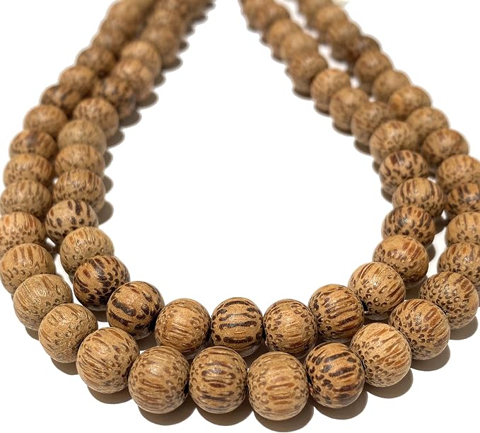 ABCGEMS (Essential-Oil-Diffuser) Coconut Palmwood Wood Beads - Matte Finished (Believed for Helping to Balance Emotions & Promote Inner Peace) Smooth Round 6-7mm (Non-Shiny)