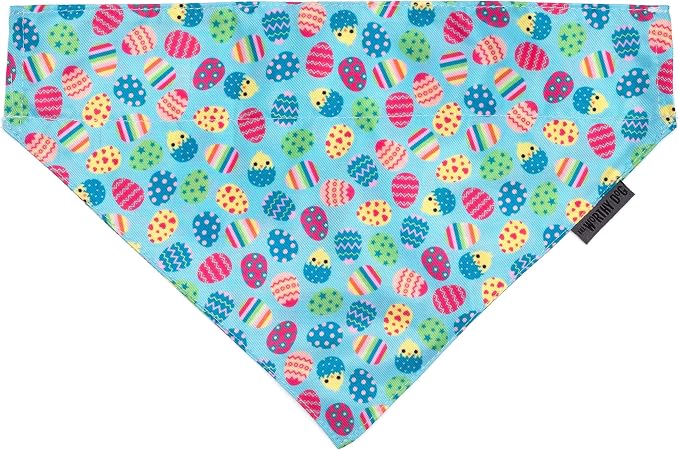 THE WORTHY DOG Slide-On Printed Bandana for Dogs & Cats, Easter Eggs