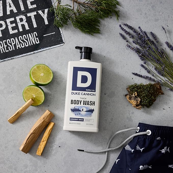 Duke Cannon THICK Body Wash for Men, Midnight Swim, Deep Cleansing & Hydrating Shower Gel, Long-Lasting Fresh Scent, 30 oz
