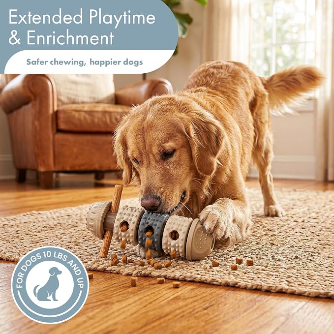 Ali+Oli Pets Bully Stick Holder & Treat Dispensing Dog Toy – Interactive Dog Puzzle Toy for Boredom, Slow Release Kibble Dispenser, Durable Dog Chew Holder for Safe Long-Lasting Play