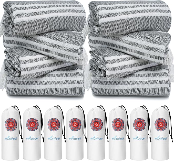 8 Pack Turkish Beach Towels Quick Dry Sand Free Soft Absorbent Extra Large Xl Big Blanket Adult Oversized Bath Pool Swim Towel Lightweight Thin Fast Drying Compact No Sand Packable Vacation Essentials