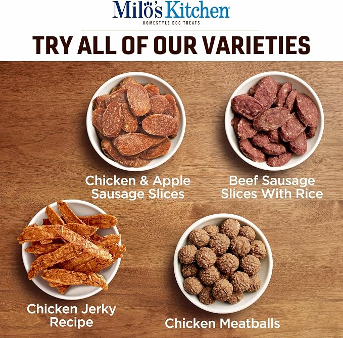 Milo's Kitchen Beef Sausage Slices with Rice Dog Treats, 18 Ounce (Pack of 4)