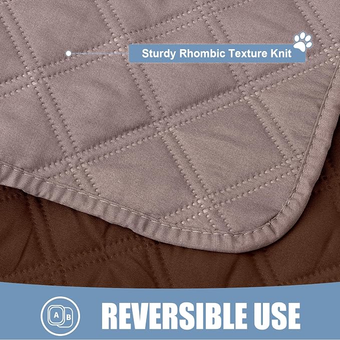 Smiry Waterproof Reversible Pet Couch Covers for Dogs | Pet Friendly, Soft Fabric, Washable Sofa Furniture Protector for Dogs Cat Kids, Checkered (30"x70", Greyish Brown/Brown)