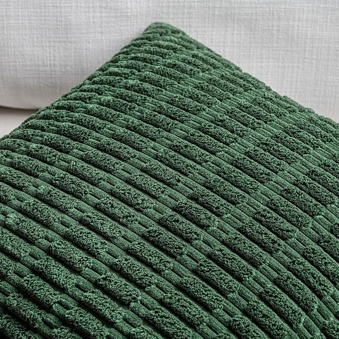 Fancy Homi Decorative Throw Pillow Covers for Bed Couch Bedroom Bench, Soft Corduroy Solid Pillow Case, Rustic Farmhouse Boho Room Decor,36" x 14" (Pack of 1),Forest Green