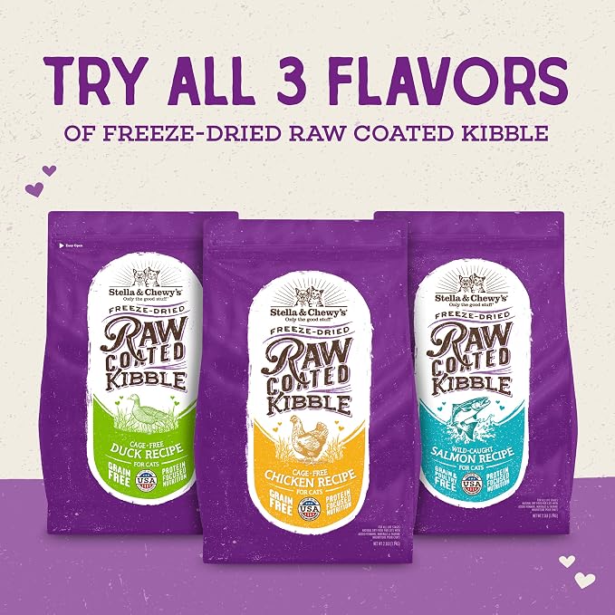 Stella & Chewy's Raw Coated Cat Food - High Protein, Grain-Free Kibble with Cage-Free Chicken - Premium Digestive Support with Probiotics - Natural Small Kibble - Perfect for Picky Eaters - 10 lb Bag