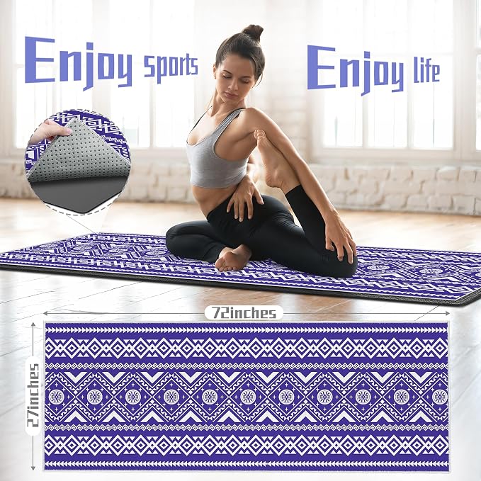 Yoga Towel,Absorbent Yoga Mat Towel for Hot Yoga Non Slip,Stylish Prints,Ideal for Workouts,Hot Yoga,Bikram,Pilates Equipment,72 x 27 in,Arranged Triangle Geometry