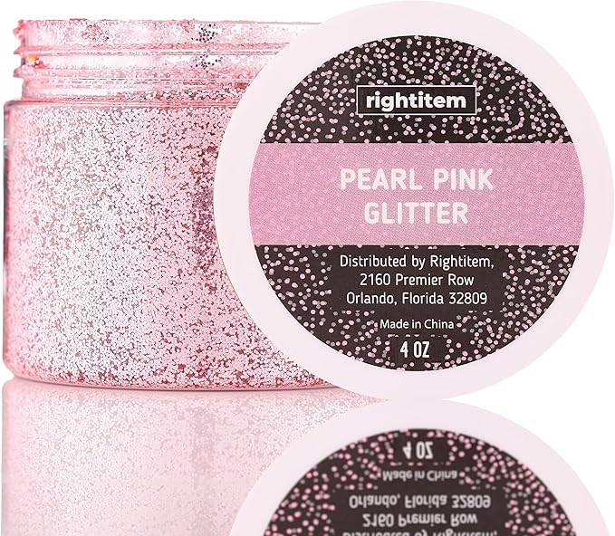 Nail Glitter - Pearl Pink Fine Glitter in Jar - 4 Oz Glitter for Crafts - Glitter for Slime - Face Glitter - Candle Glitter - Body Glitter