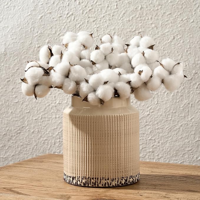 SIDUCAL Ceramic Vintage Rustic Terracotta Vase, 6.77 Inch Farmhouse Decorative Pottery Vase Wide-Mouth Vases for Home Decor, Living Room, Bookshelf, Bedroom, Bathroom, Kitchen, Antique Beige