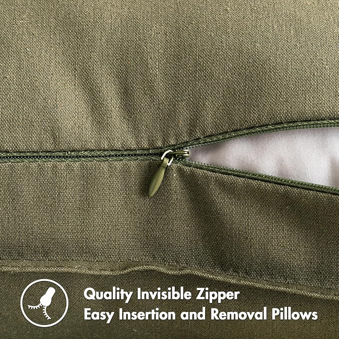 MIULEE Pack of 2 Decorative Linen Pillow Covers 20x20 Inch Greyish Green | Boho Farmhouse Modern Accent Throw Pillows, Soft Neutral Cushion Covers, Home Decor for Sofa Couch Bed Living Room