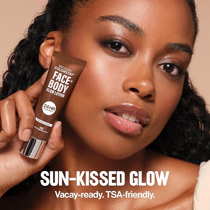 Revlon ColorStay Face & Body Glow Lotion, Hydrating Glow Moisturizer, 24HR Hydration, Illuminating Luminizing Shimmer, 130 If You Glow You Glow