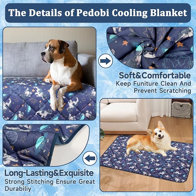 Premium Cooling Mat for Large Dogs - Washable Dog Cooling Throw Blanket，Durable Self Cool Pet Mat for Cat, Soft Summer Blanket for Hot Weather, 60''x80''