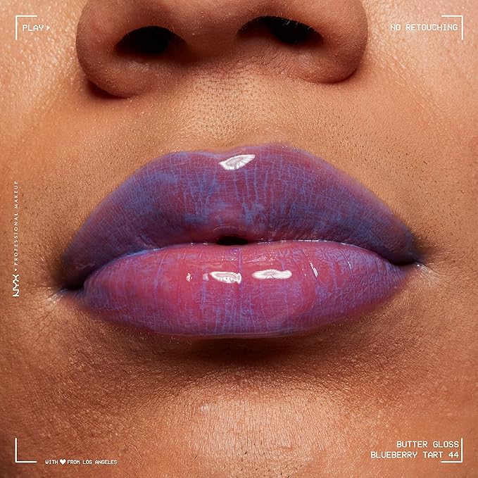 NYX PROFESSIONAL MAKEUP Butter Gloss, Non-Sticky Lip Gloss - Blueberry Tart (Periwinkle Blue) (Pack of 2)