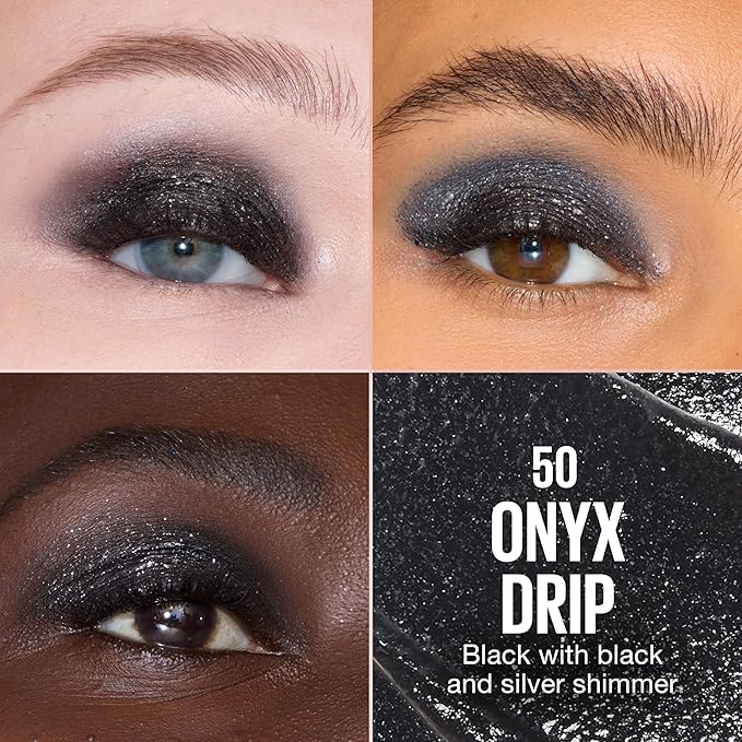 MAYBELLINE Shadow Drip Eye Tint Liquid Eyeshadow, High-Impact, Lightweight Shimmer Eye Shadow with Up To 16HR Wear, Onyx Drip, 1 Count