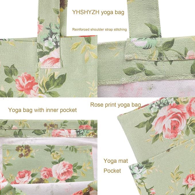 Yoga Mats bag for Women, Canvas Bags for Yoga Mat & Blocks Women, Floral Gym Valentine's Day Gifts for Yoga Lover