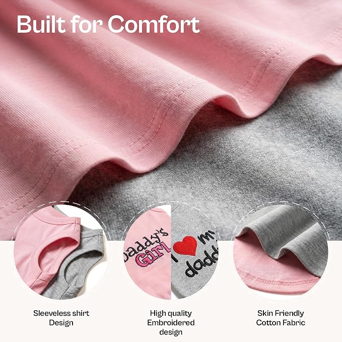 Parisian Pet 2 Pack Dog Shirts – 100% Cotton Shirts for Small Dogs – Sleeveless I Love My Daddy & Daddy’s Girl Dog Clothes – Breathable Summer Pet Apparel - Stretchy and Stylish Puppy T Shirts