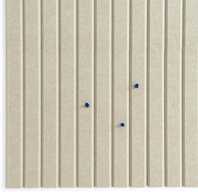 Felt Bulletin Board Tiles 48"x36" - 12-Pack Cork Board Alternative, OEKO-TEX Certified, NRC 0.95 Acoustic Felt Wall Panels, Damage-Free Adhesive, Slatted Design Home Office & Classroom (Opera)