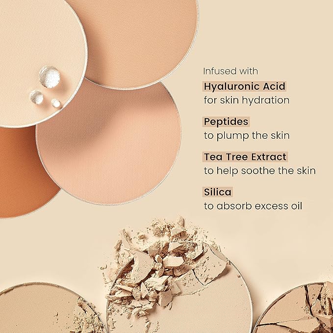 JOAH Perfect Complexion Cashmere Powder Foundation, Medium Face Coverage, Matte Finish, Korean Makeup, Compact Design For Oily & All Skin Types, 16 Hour Wear, Medium with Cool Undertones