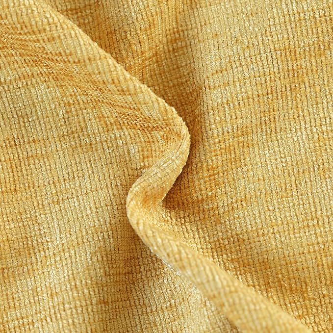CaliTime Decorative Couch Throw Pillow Covers 20 X 20 Inches Gold | Pack of 2, Cozy Chenille Cushion Cases, with Pom Poms for Sofa Bed Living Room Farmhouse Home
