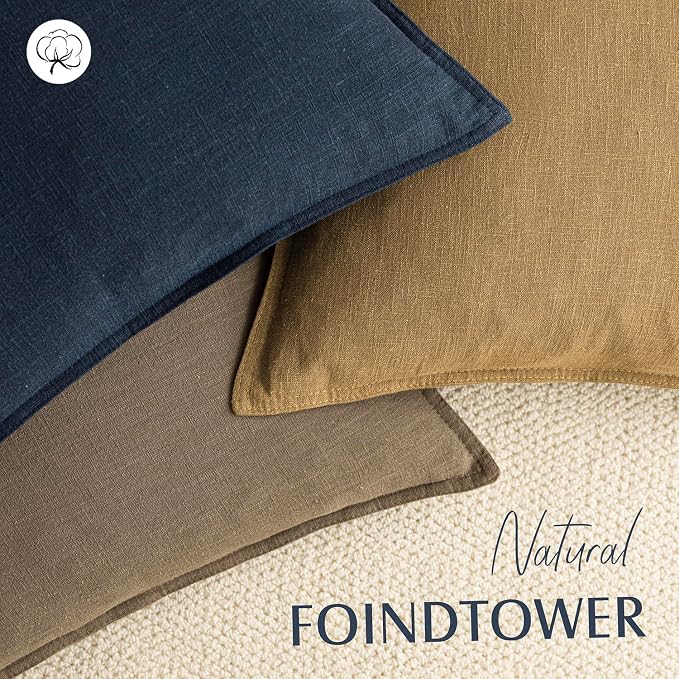 Foindtower Pack of 2, Decorative Linen Solid Throw Pillow Covers Soft Accent Cushion Case Boho Farmhouse Pillowcase for Chair Couch Sofa Bedroom Living Room Home Decor 26 x 26 Inch Honey Mustard
