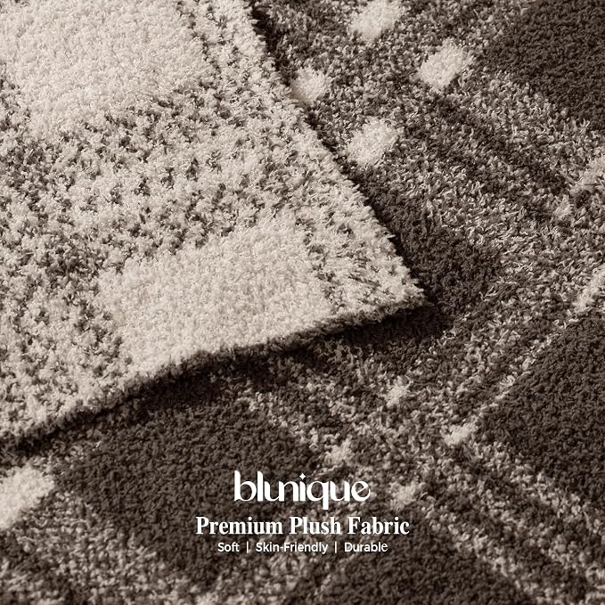 Knit Throw Blanket for Couch, Soft Cozy Fluffy Knitted Blanket for Sofa, Bed, Gift for Women Girls Home Decor (Dark Taupe, Throw 50x72)