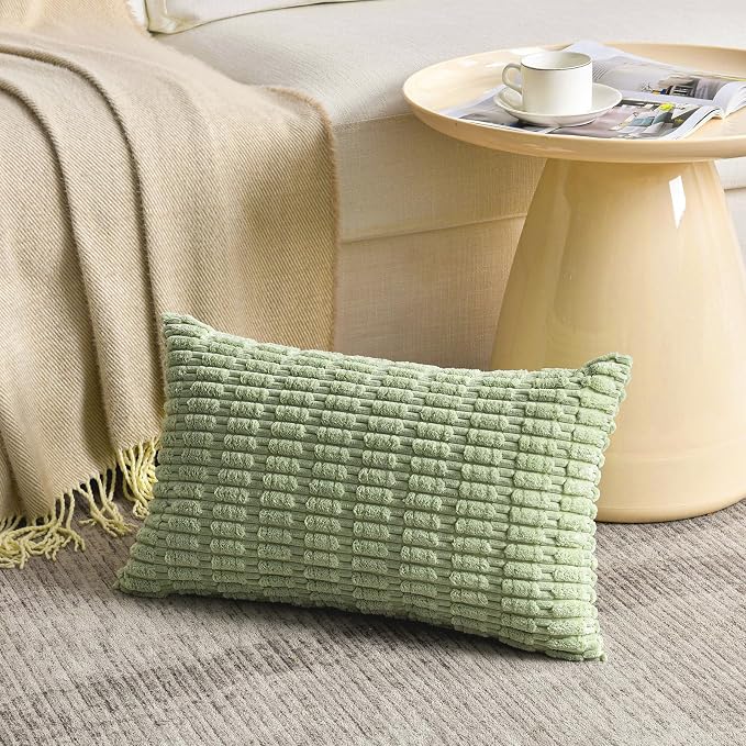Fancy Homi 4 Packs Decorative Throw Pillow Covers for Living Room Couch Bed, Modern Farmhouse Boho Home Décor Accent Cushion Case, 20" x 12", Yellow Green Series