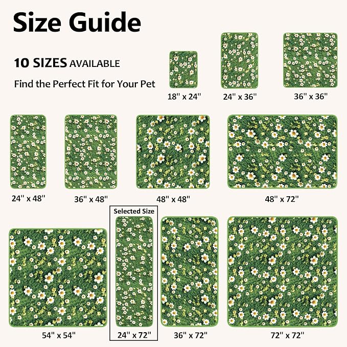 Washable Pee Pads for Dogs 24"x72" 2 Pack Reusable Puppy Potty Pad | Super Absorbent Waterproof NonSlip LeakProof Crate&Playpen Floor Mat for Cats, Rabbits, Guinea Pigs, Whelping & Housebreaking