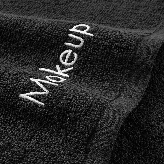 Arkwright Makeup Towels - Pack of 6 - Soft & Gentle Cotton Washcloth Face Make Up Remover, Reusuable Eraser Cloth Essentials for Hosts & Artists, 13 x 13 in, Black
