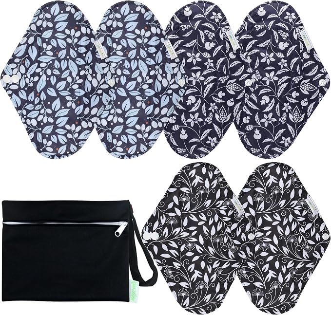 wegreeco Reusable Sanitary Pads - Cloth Sanitary Pads | Light Incontinence Pads | Reusable Menstrual Pad - 1 Cloth Mini Wet Bag (Small, Leaves 02)
