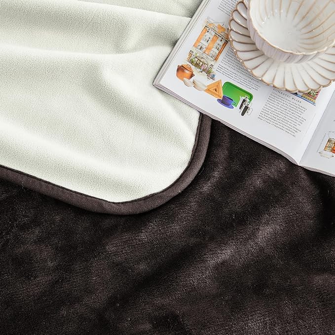 Waterproof Blanket 60"x80" for Adults, Reversible Waterproof Bed Cover for Dogs Cats Pets, Soft Leakproof Blanket for Bed Couch Sofa Furniture Protector, Brown/Off White