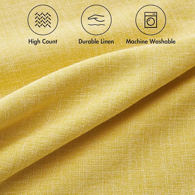 MIULEE Pack of 2 Decorative Linen Burlap Textured Pillow Covers Farmhouse Boho Accent Pillowcases Spring Home Decor for Couch Sofa Bedroom Living Room 16x16 Inch Yellow